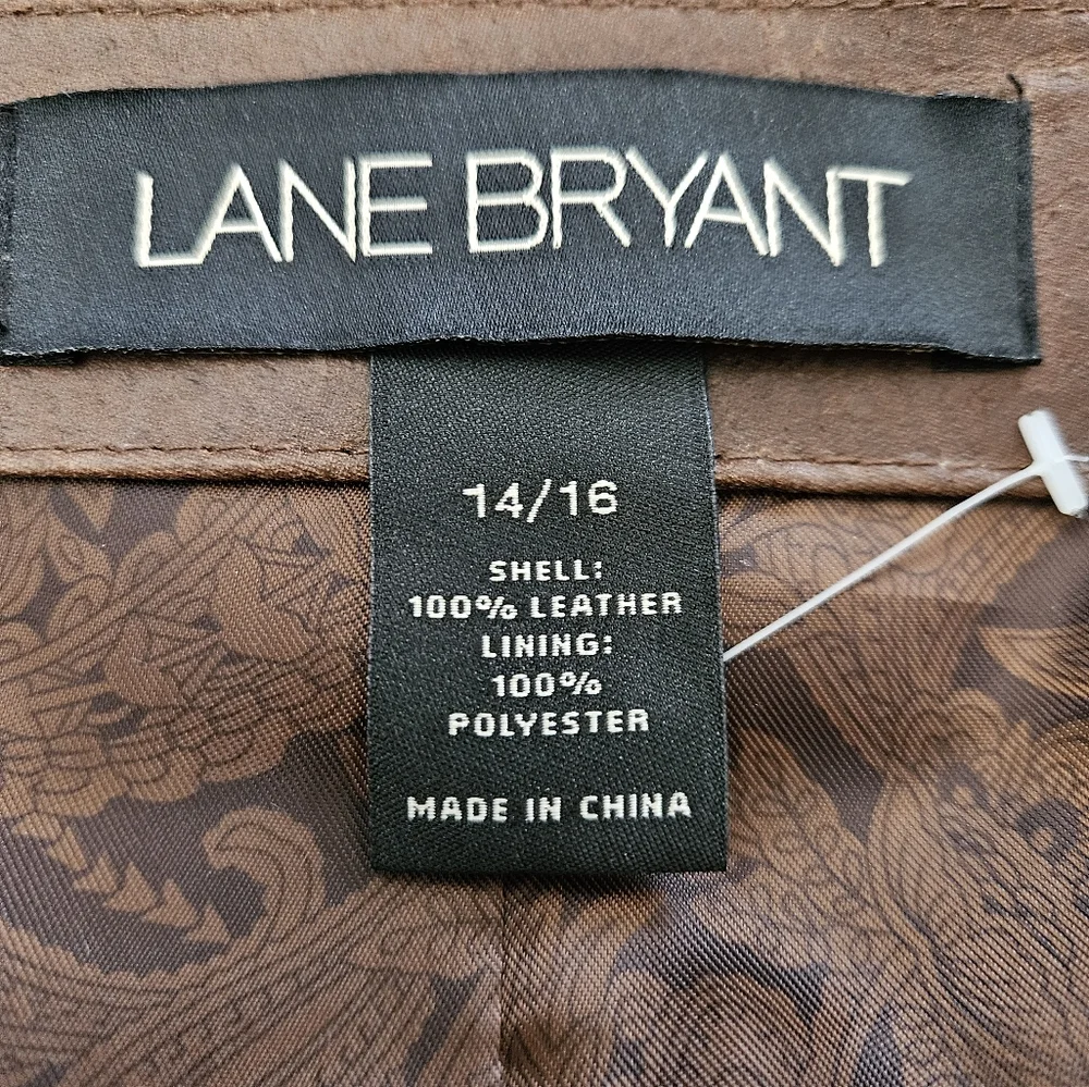 NWOT - Leather Lane Bryant Brown Biker Jacket - Size 14/16 - Vintage - Picture 4 of 9